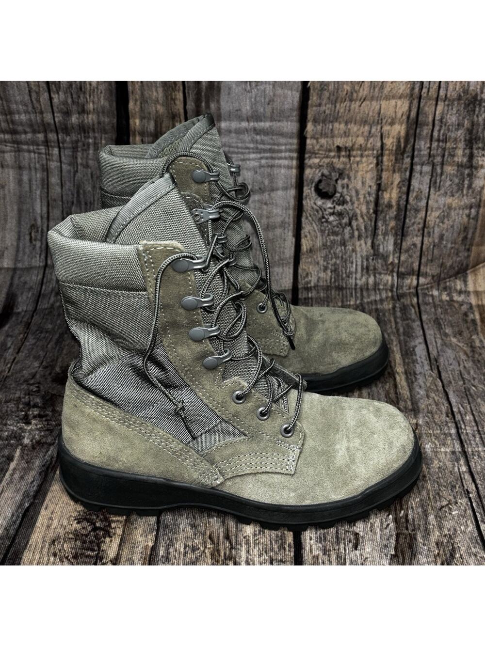 Men's Vibram Green Military Issue Air Force Lace Up Combat Boots Steel Toe Sz 6W